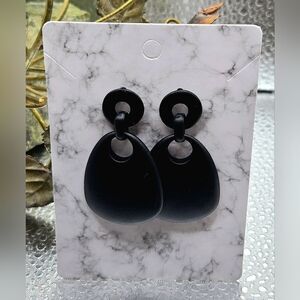 "5/$25" Matte Black Lightweight Acrylic Edgy Dangle Earrings
